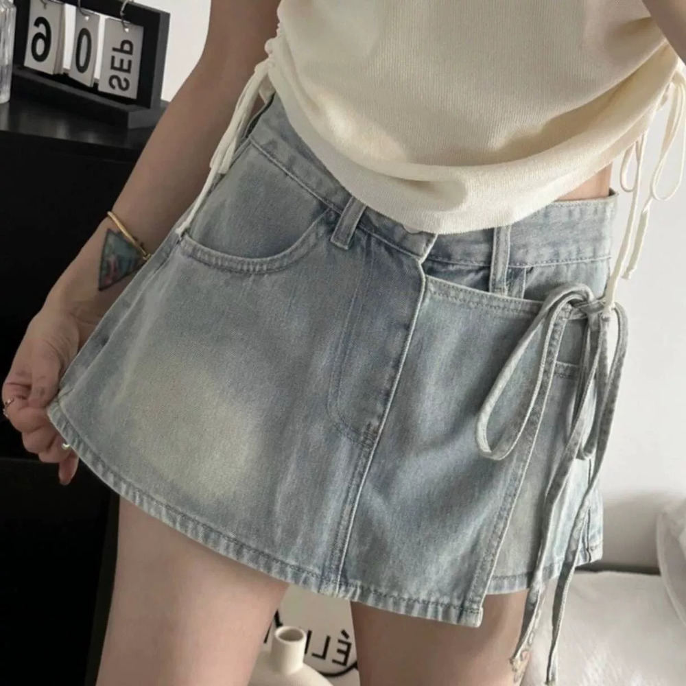 Zara High Waist Denim Skort Summer Petite Bodycon Slim